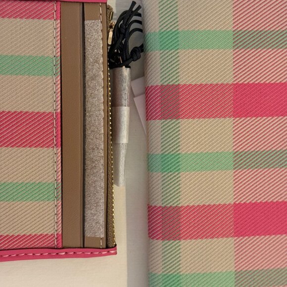 Coach Mini Skinny Id Case w wristlet/wallet /Plaid Print set/pink/ multi - Picture 12 of 16
